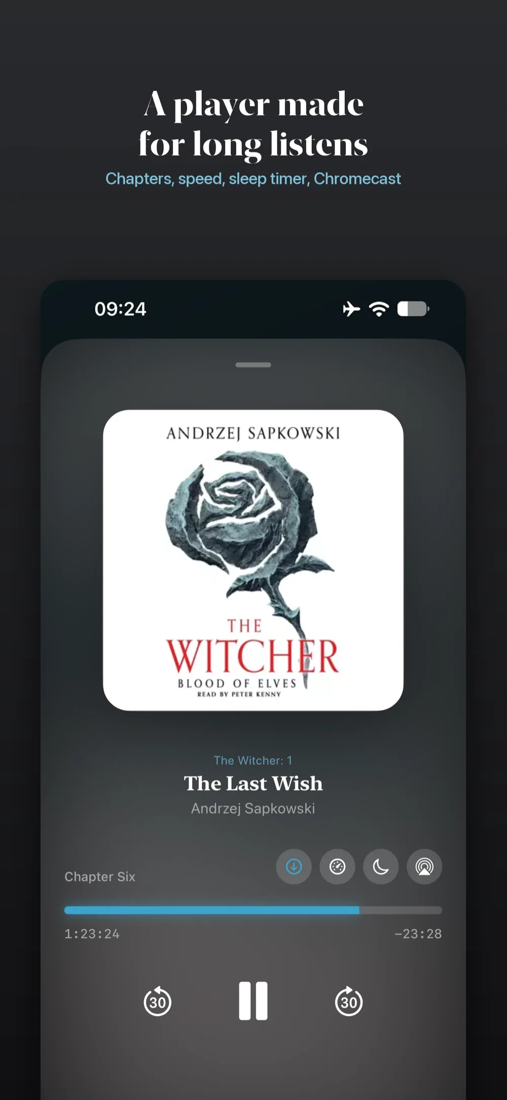 Volume on iPhone &ndash; the full player with chapter, scrubber and playback controls