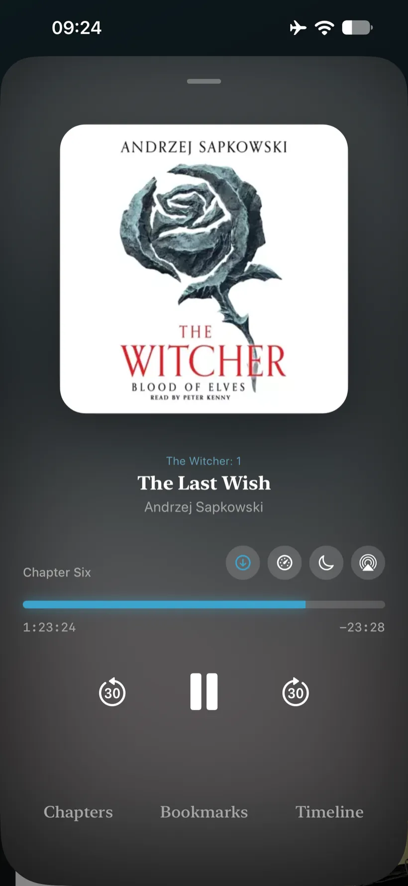 Volume on iPhone &ndash; the full player with chapter, scrubber and playback controls