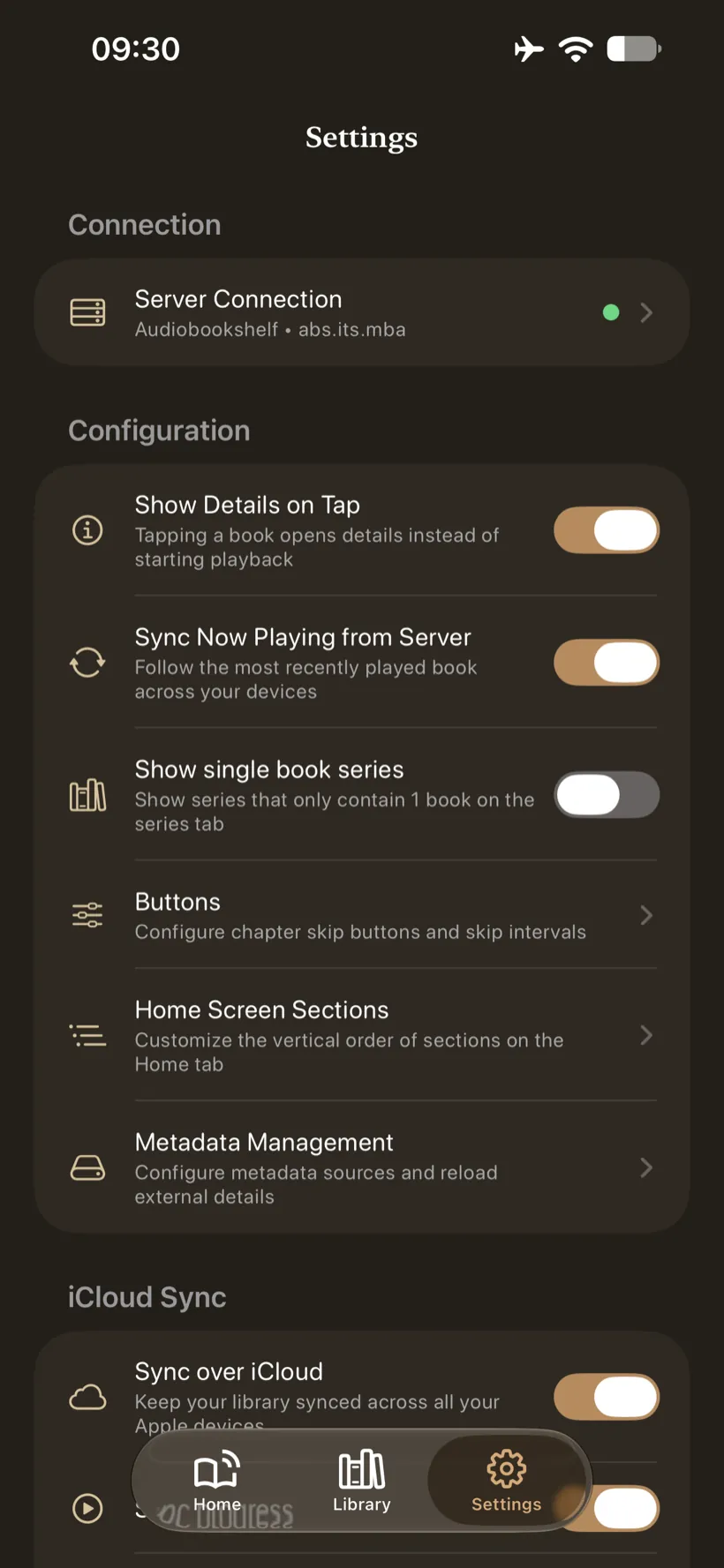 Volume on iPhone &ndash; settings for server connection, skip silence and sync